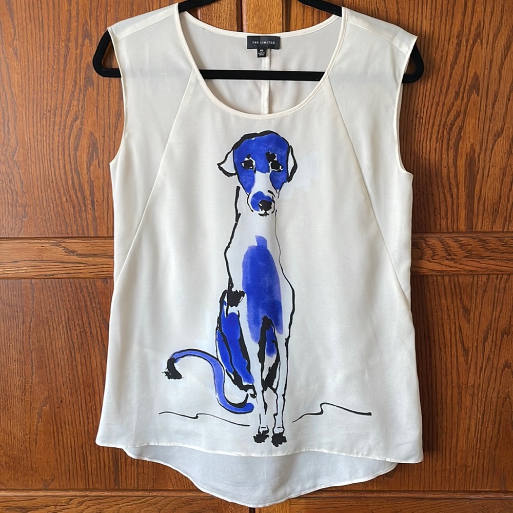 The Limited, watercolor dog blouse, XS